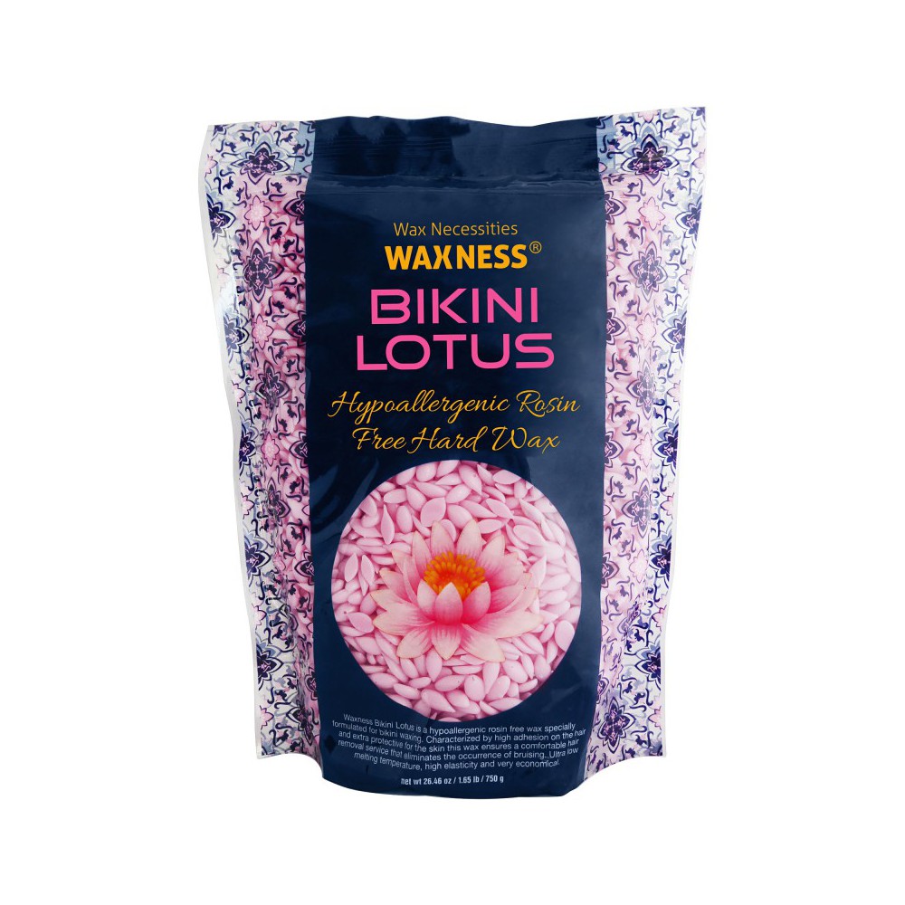 Waxness Luxury Bikini Lotus Stripless Waxing Kit with W-CUBE Digital Pink Warmer and 1.65 lb / 0.74 kg Wax Bag