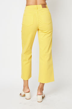 Judy Blue Crop Pant High Waist - Yellow - PinkPro Beauty Supply