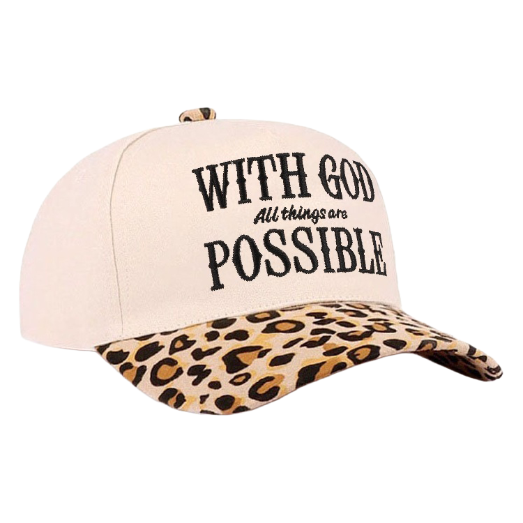 Zenana Cap Two Tone With God Possible Leopard