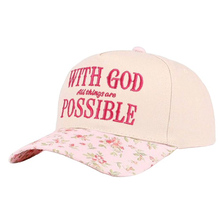 Zenana Cap Two Tone With God Possible Floral