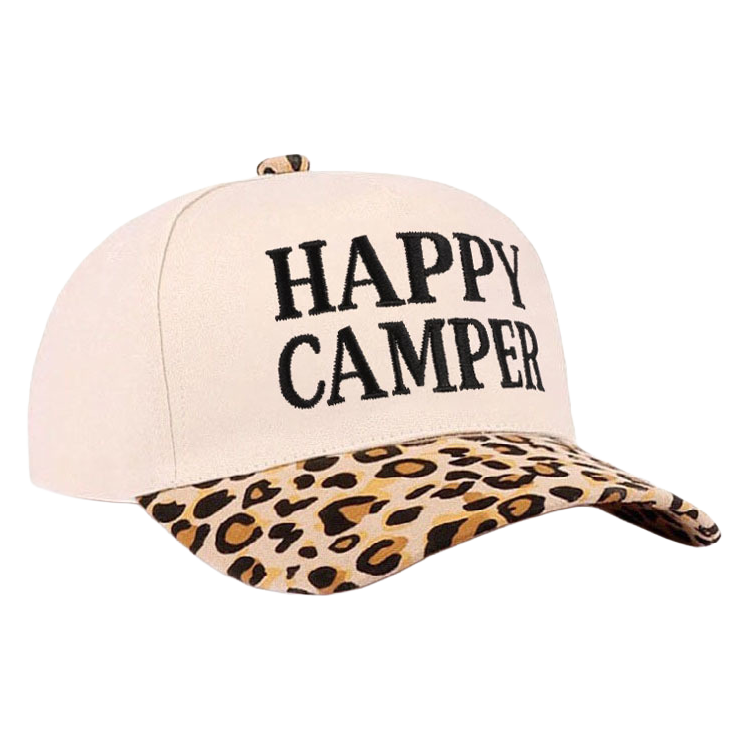 Zenana Cap Two Tone Happy Camper Leopard