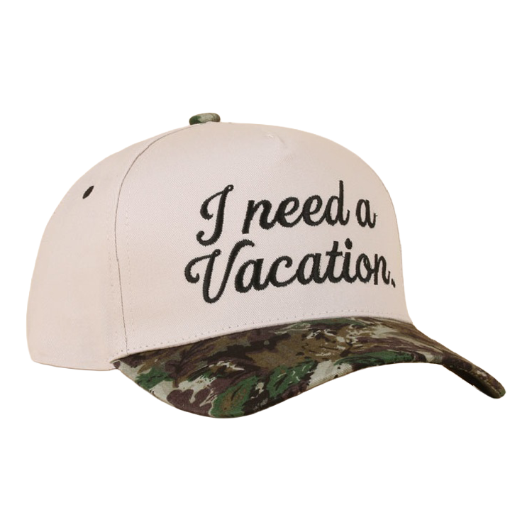 Zenana Cap Two Tone Camo Print- I need a Vacation Zenana