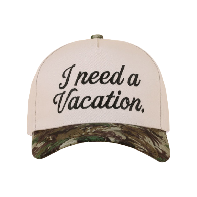 Zenana Cap Two Tone Camo Print- I need a Vacation Zenana