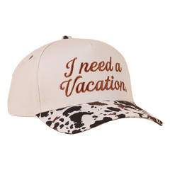 Zenana Cap Two Tone Cow Print- I need a Vacation Zenana