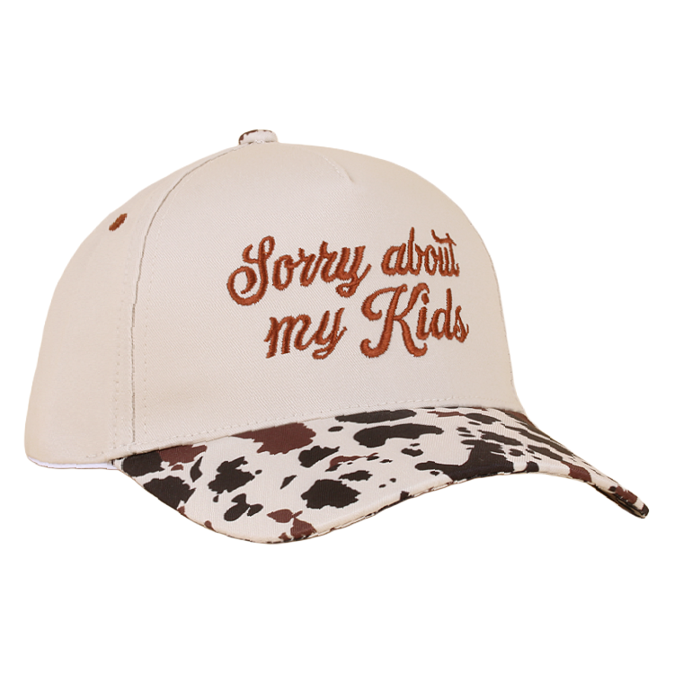 Zenana Cap Two Tone Cow Print - Sorry about my Kids Zenana