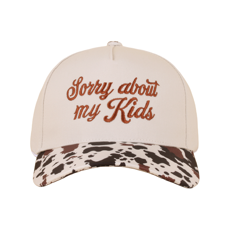 Zenana Cap Two Tone Cow Print - Sorry about my Kids Zenana