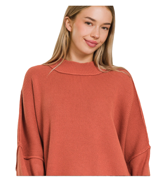 Zenana Top Oversized Sweater - Rust