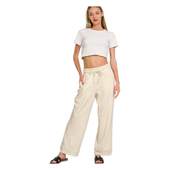 Zenana 3/4 Short Sleeve Scuba Pants Set - Vanilla Zenana