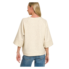 Zenana 3/4 Short Sleeve Scuba Pants Set - Vanilla Zenana