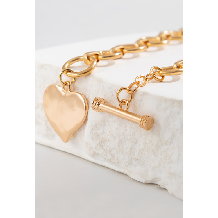 Necklace Toggle Hammered Heart - Gold