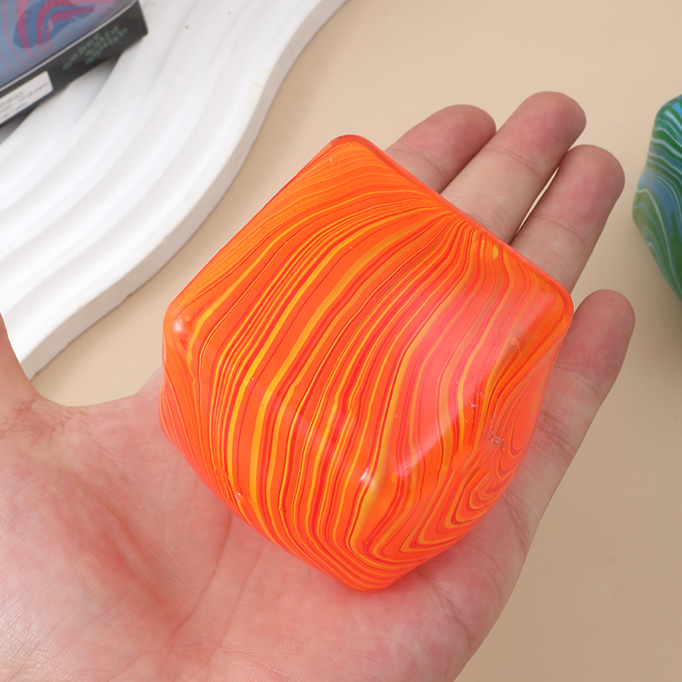 Squishy Cube Marble Swirl Stress Relief- Orange