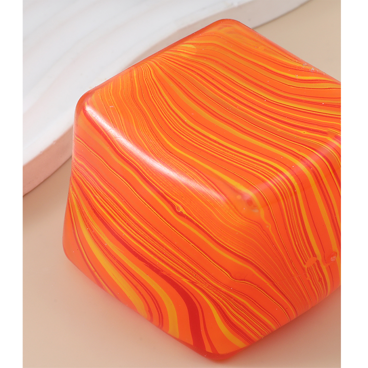 Squishy Cube Marble Swirl Stress Relief- Orange