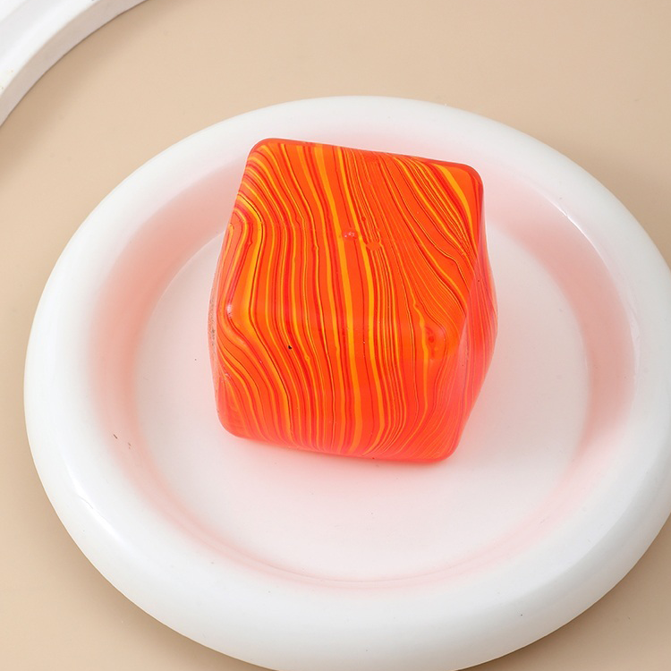 Squishy Cube Marble Swirl Stress Relief- Orange