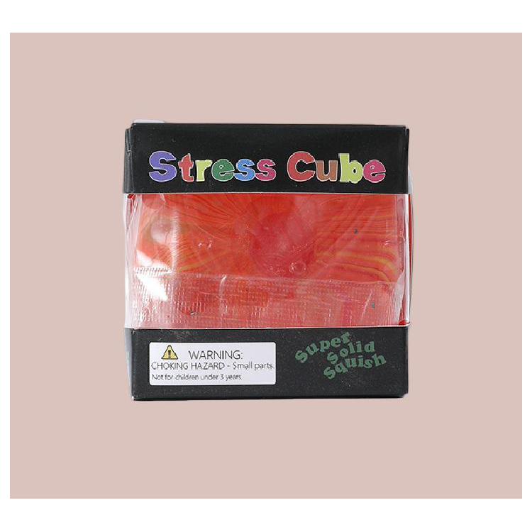 Squishy Cube Marble Swirl Stress Relief- Orange
