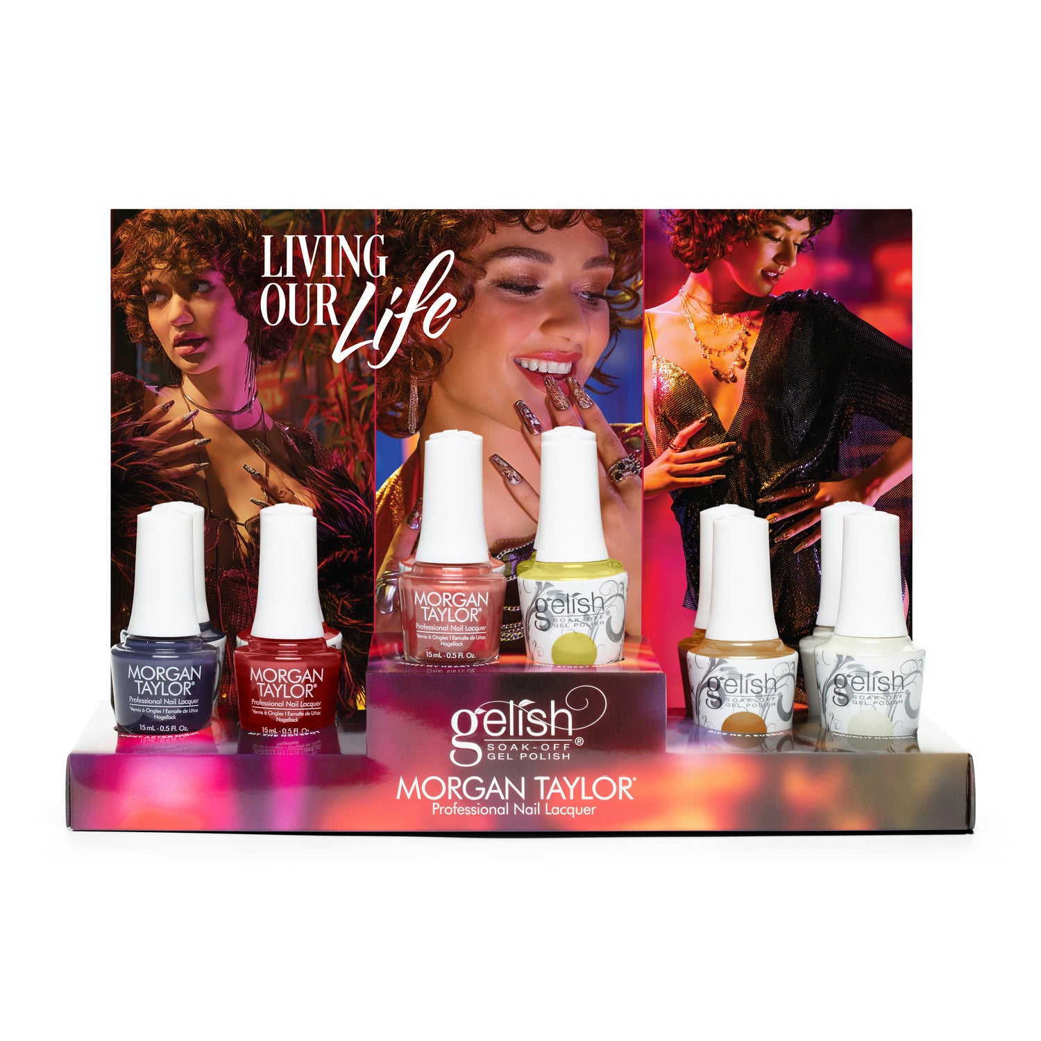 Exhibición mixta de 12 piezas de la colección Living Our Life de Gelish & Morgan Taylor