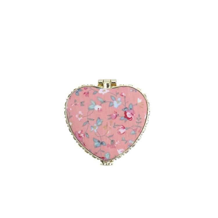 Heart-Shaped Mini Hand Mirror – Rose Floral