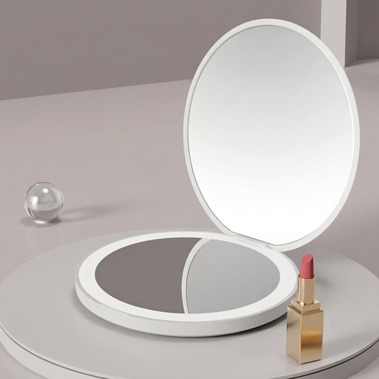 Double-Sided LED Hand Mirror – White