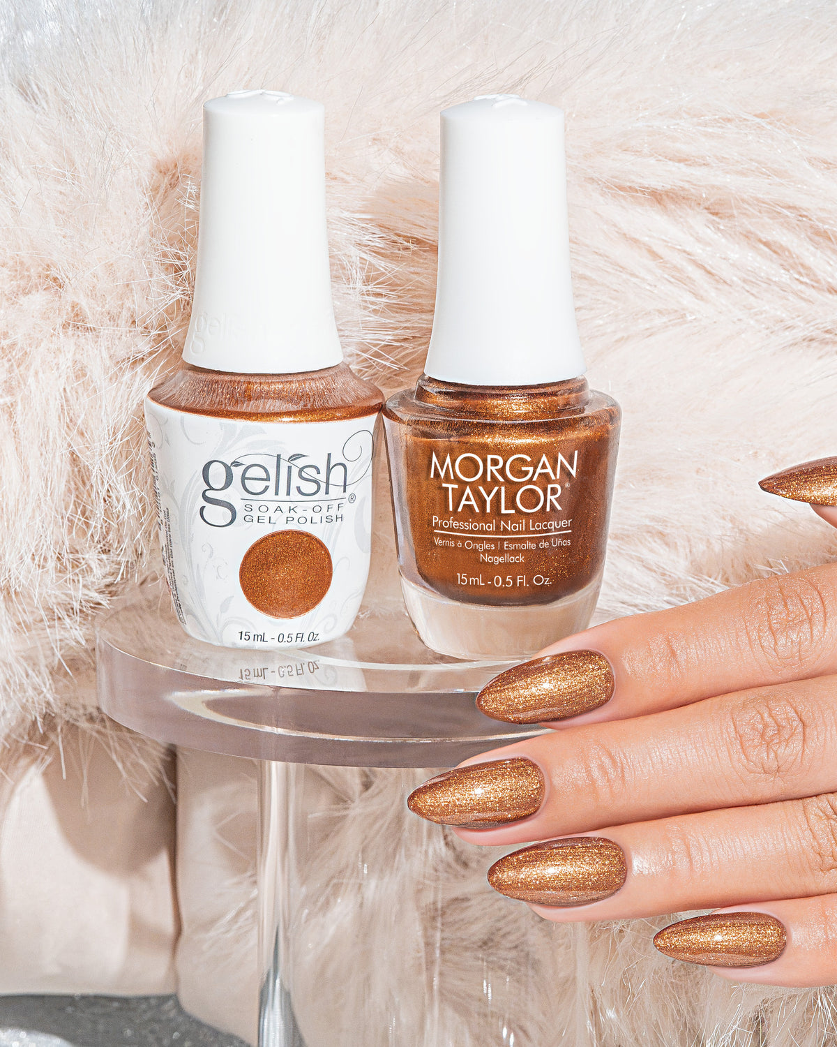 **PRE ORDER** Gelish Morgan Taylor Duo Holiday 2026 Toast the Season Collection Duo - Honey'd Up 0.5 oz.