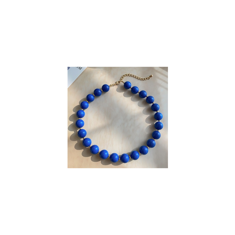 Resin Beaded Necklace - Blue