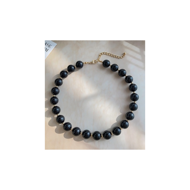 Resin Beaded Necklace - Black