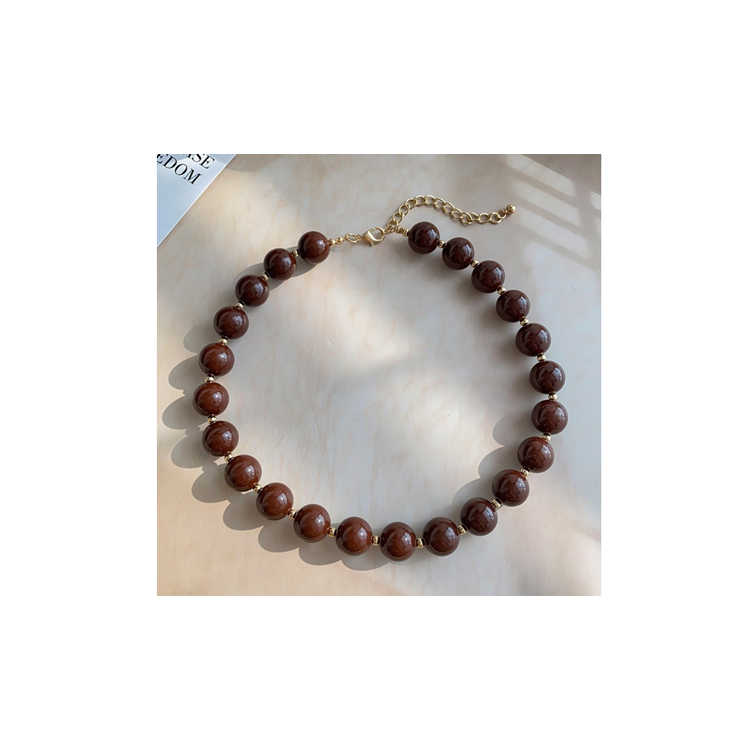 Resin Beaded Necklace - Brown
