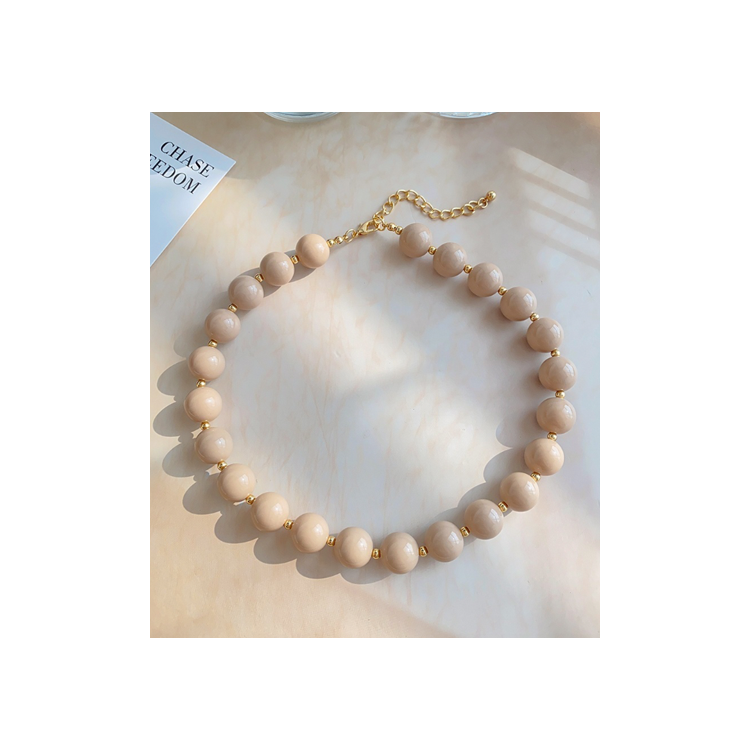 Resin Beaded Necklace - Ash Mocha
