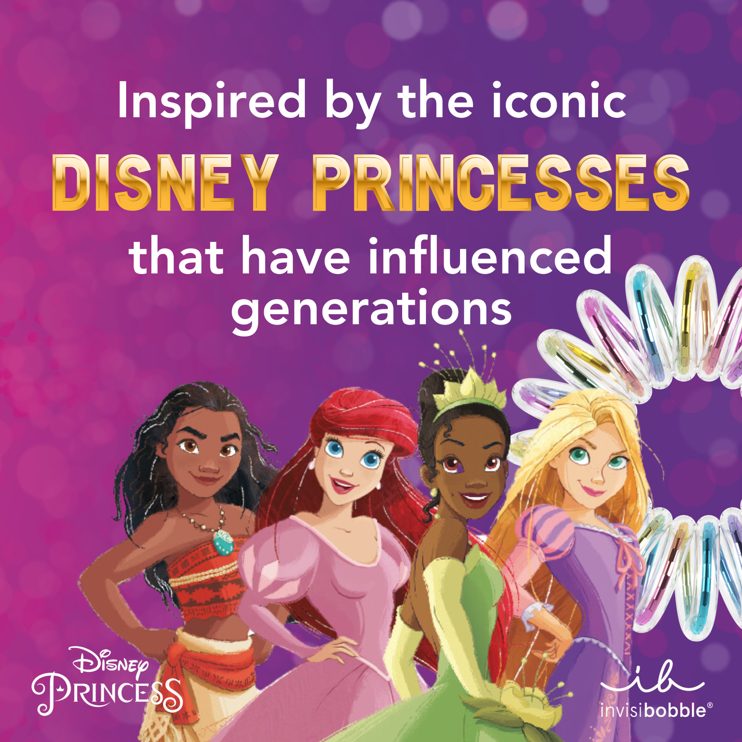  Disney Princess Kids Set: Ariel, Moana spiral ties, Rapunzel SPRUNCHIE for damage-free, comfortable styling.
