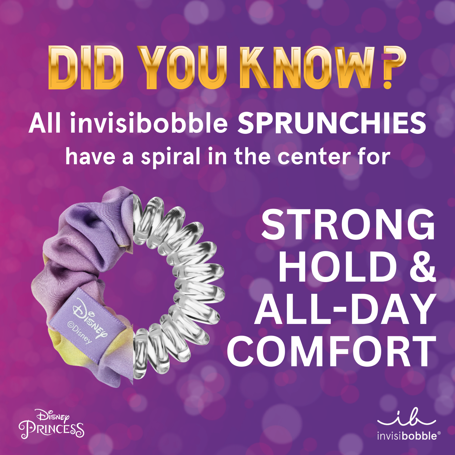  Disney Princess Kids Set: Ariel, Moana spiral ties, Rapunzel SPRUNCHIE for damage-free, comfortable styling.