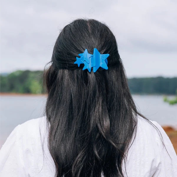 Teleties Flat Clip Medium Blue Shooting Star