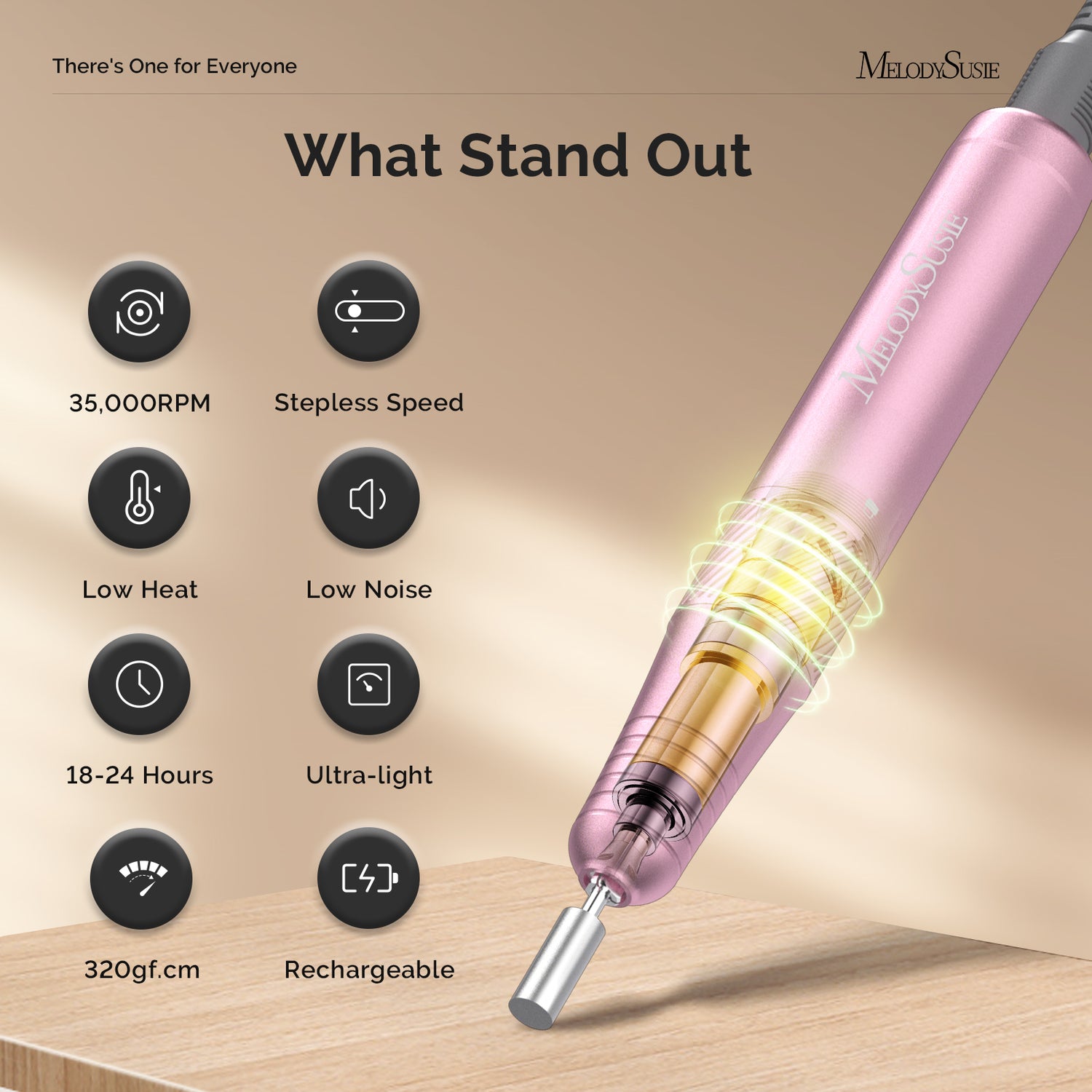 MelodySusie SC300F Rechargeable Nail Drill 30000RPM - Pink