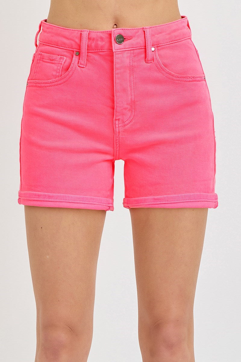 Risen Shorts Mid Rise Frayed Pink