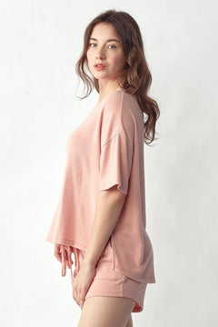 Risen Soft Knit Short Sleeve Top - Blush - PinkPro Beauty Supply
