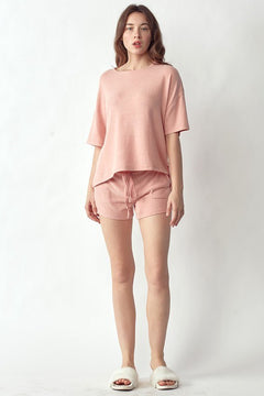 Risen Soft Knit Short Sleeve Top - Blush - PinkPro Beauty Supply