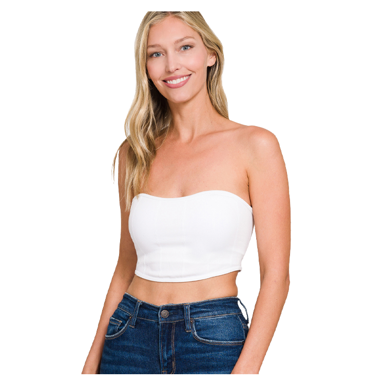 Zenana Tube Top Seamless with Bra Pad White Small/Medium - PinkPro Beauty Supply