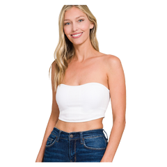 Zenana Tube Top Seamless with Bra Pad White Small/Medium - PinkPro Beauty Supply