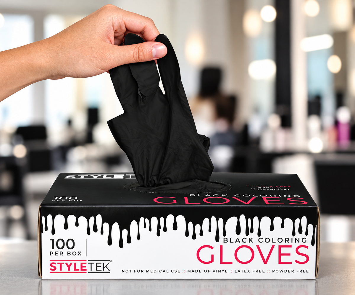 Styletek Black Coloring Gloves – Large – 100 Count