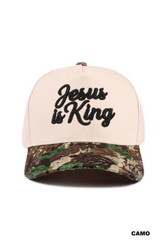 Zenana Two Tone Canvas Hat Two Tone Canvas Hat "Jesus Is King" Camo Zenana