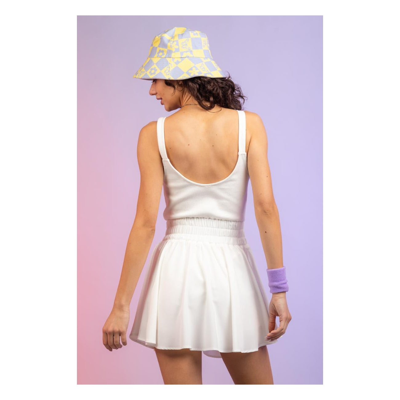 Dress Sleeveless Built-In Shorts White