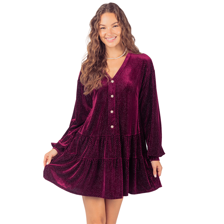 Tiered Velvet Mini Dress