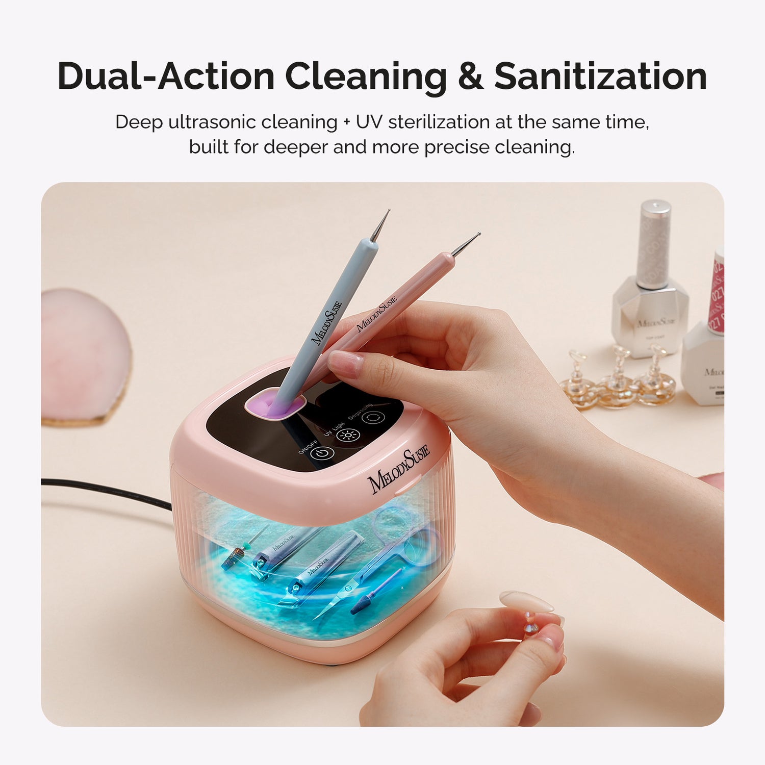 MelodySusie 2 in 1 Ultrasonic Cleaner Machine for Manicure