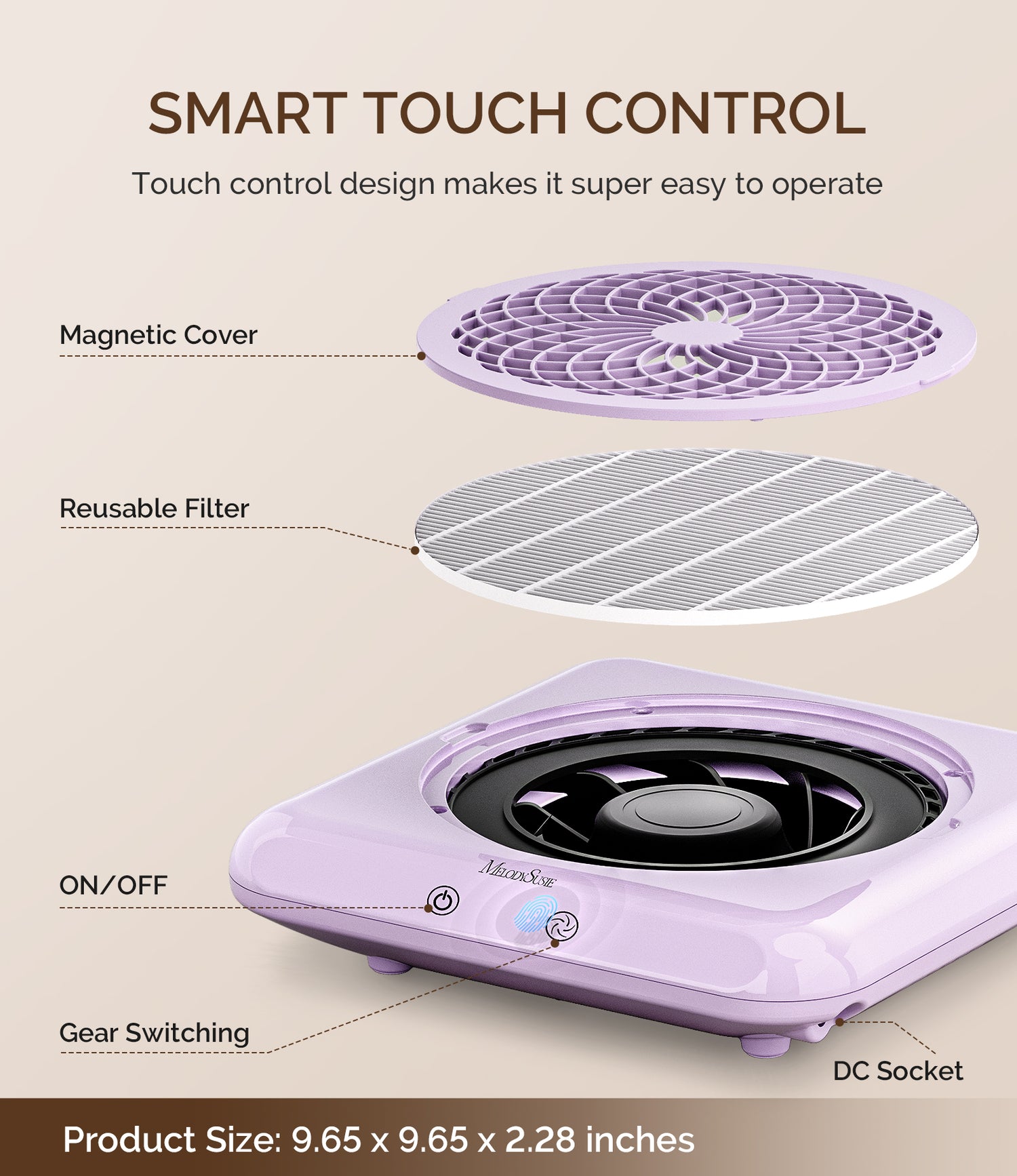 MelodySusie SProF Nail Dust Collector Kit Rechargeable Dust Collector - Purple