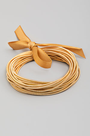Elastic Set Metallic Ribbon Bracelet