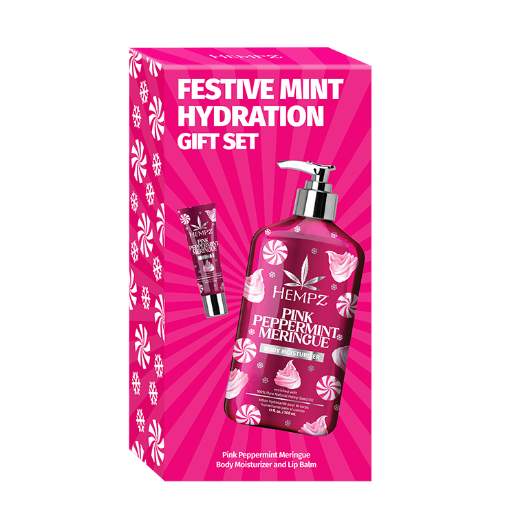 Hempz Festive Mint Hydration Pink Peppermint Meringue Gift Set