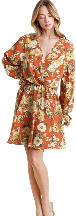 Umgee Long Sleeve Floral Dress