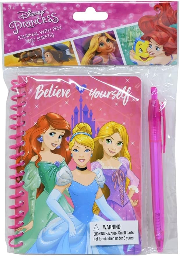 Disney Princess Spiral Notebook with Pen in Poly Bag with