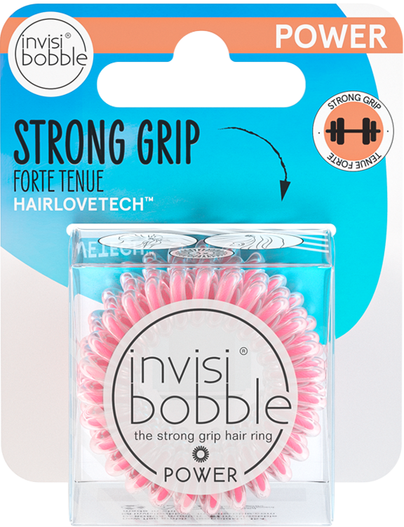 Invisibobble Power Magic Pink: Strong grip, split-end prevention during workouts. 3 rings per pack.