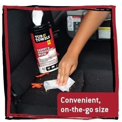 Tub O' Towels Carpet & Upholstery Wipes Heavy Duty Stain Remover 40 Count