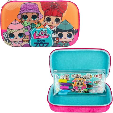 LOL Surprise Dolls Pencil Case Set with LOL Stickers and Gel Pens for Girls