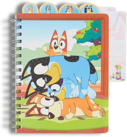 Bluey Tab Journal Notebook, Spiral Bound, 96 Lined Pages, 8 x 7 inches, Blue