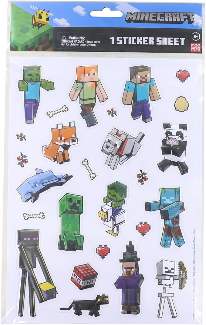 Minecraft Raised 3D Stickers | One Sheet